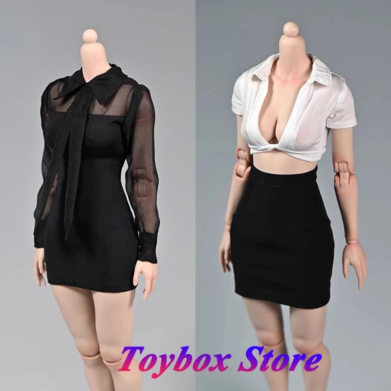 1/6 feminino soldado apertado saia curta colete branco camiseta topo fino emenda vestido brinquedos acessório para 12 "figura de ação corpo