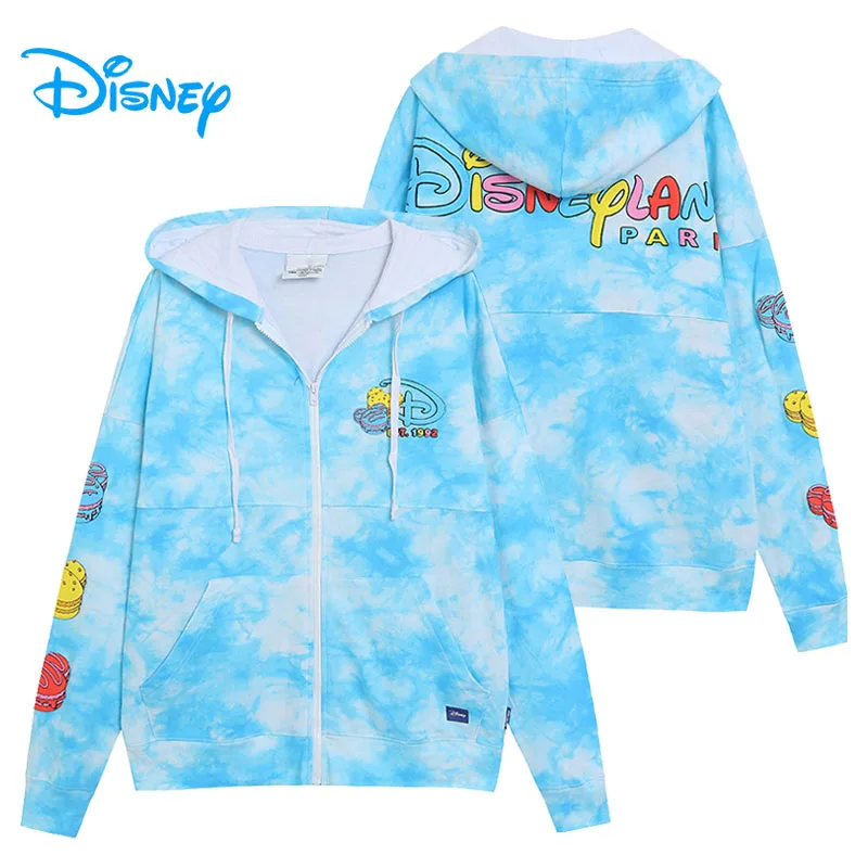 Felpa con cappuccio Disney Tie Dye Disneyland Felpe con zip Giacca in pile Maglione Donna Casual Allentato Top Streetwear Coppia unisex