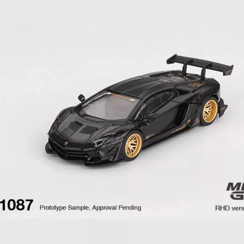 In Stock MINIGT 1:64 Scale #1087 Lamborghini Aventador LB WORKS Matte Black Alloy Model Car Miniature Diecast Collection Toys