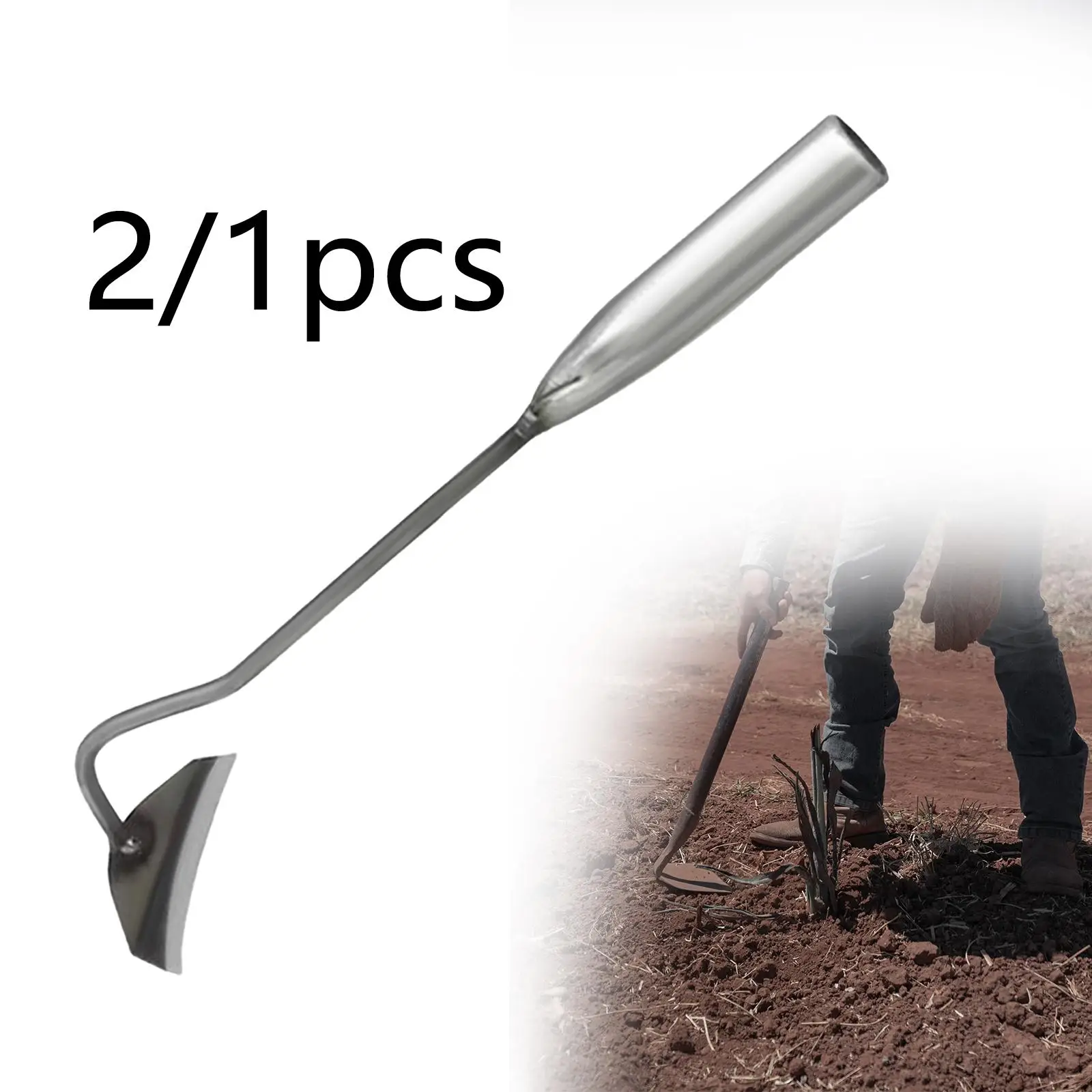 Hand Hoe 11'' Digging Labor Saving with Handle Metal Lightweight Garden Weeder Tool for Garden Backyard Yard Bonsai Planting