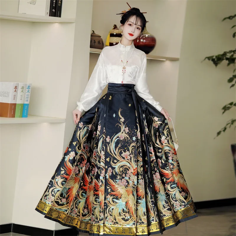 YF62 Originele Paard Rok Set Hanfu Vrouwelijke 2024 Nieuwe Herfst en Winter Verbeterde Make-up Hua Ming Systeem van Oude Kleding