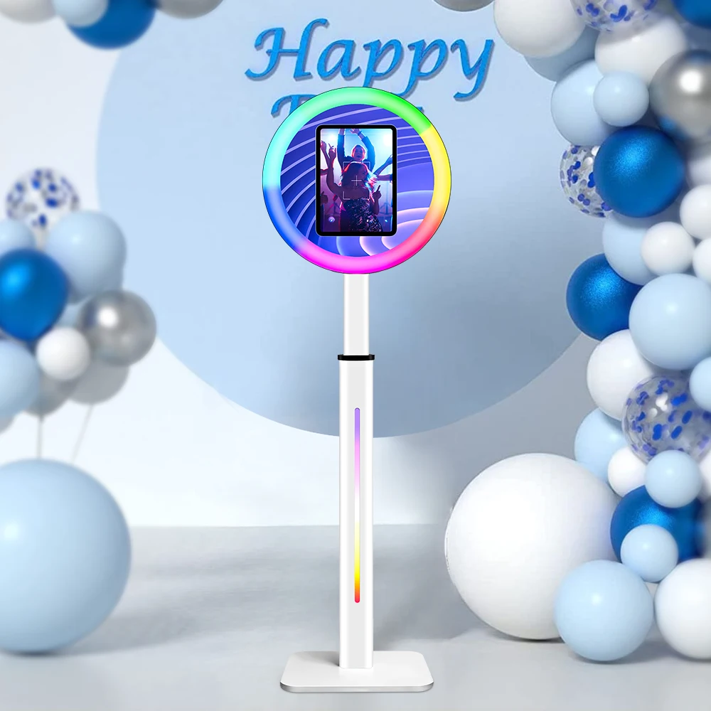 

Adjustable iPad Photobooth Selfie Machine with Flight Case LED Ring Light Wedding Christmas Events Portable Photo Booth