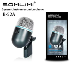 SOMLIMI B- 52A Drum Microphone Instrument Kick Drum Bass Mic(Metal)Dynamic Drum Snare Kick Mic,Kick-out Big Bass