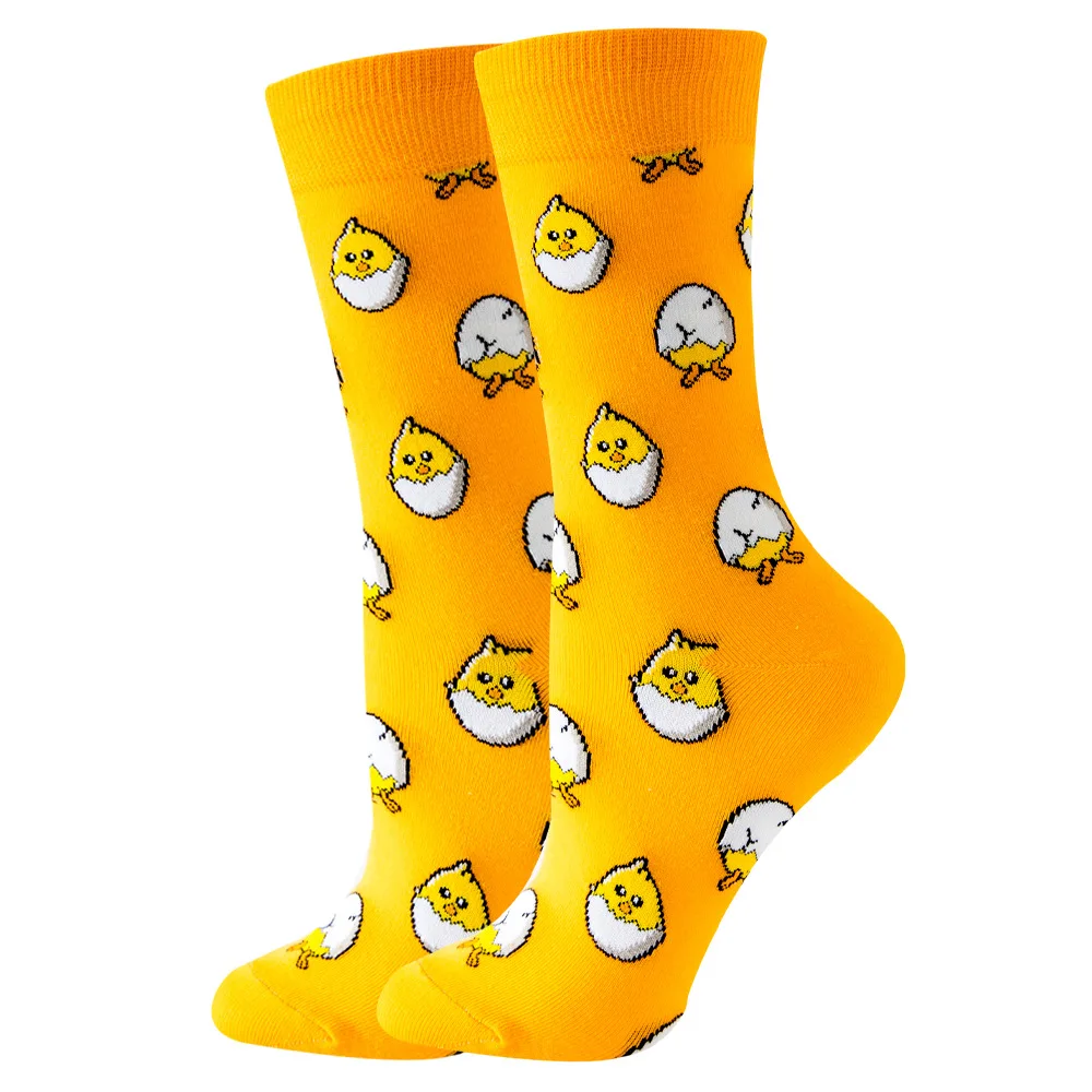 4 Pairs New Fashion Colorful Funny Happy Casual Women Socks Dress Harajuku Cute Cartoon Cat Dog Lemon Donut Girl Cotton Socks