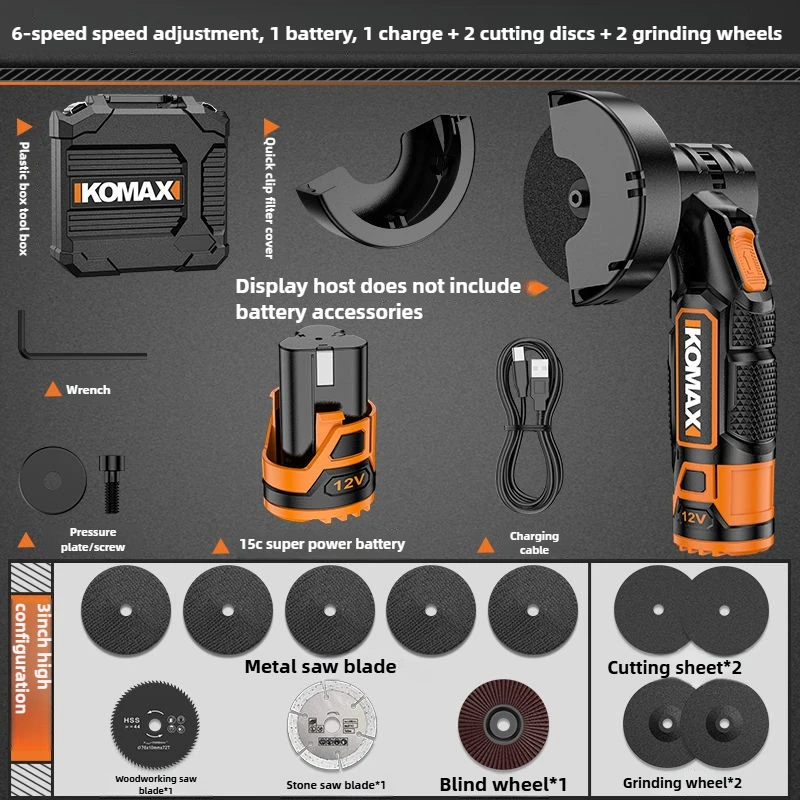 Cordless Electric Angle Grinder 6-speed regulation Lithium Battery Polishing Grinding Machine Diamond Cutting Power Grinder