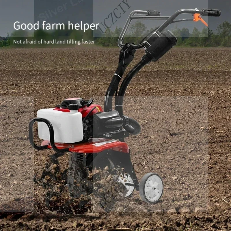 New micro tiller small energy-saving and fuel-saving four-stroke soil loosening paddy field weeding and ditching machine