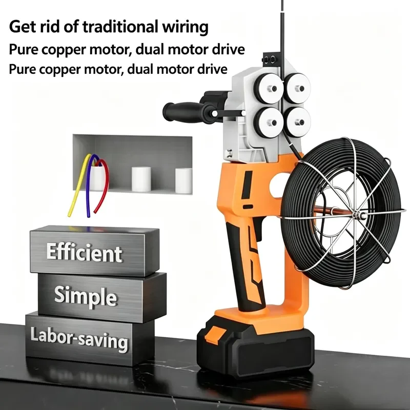 High Power Cordless Electric Wire Puller Automatic Cable Arranging Threader Portable Wire Fishing Tool Drawing Threading