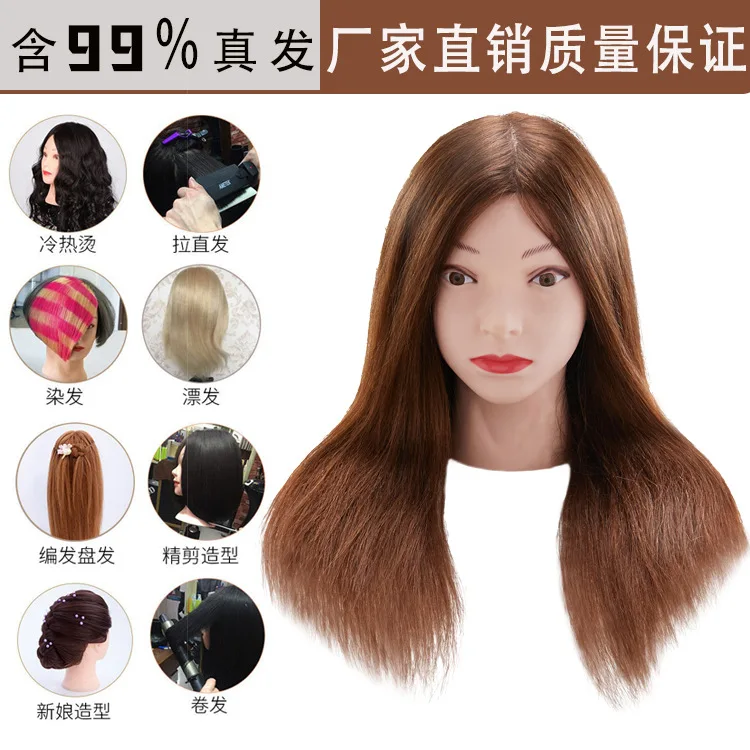 DUNIHead-Perruque en Cheveux Humains 99% Naturels, Tresse de Coupe de Cheveux, Maquillage, Coiffeur, Peut Être Permanente et Teinte