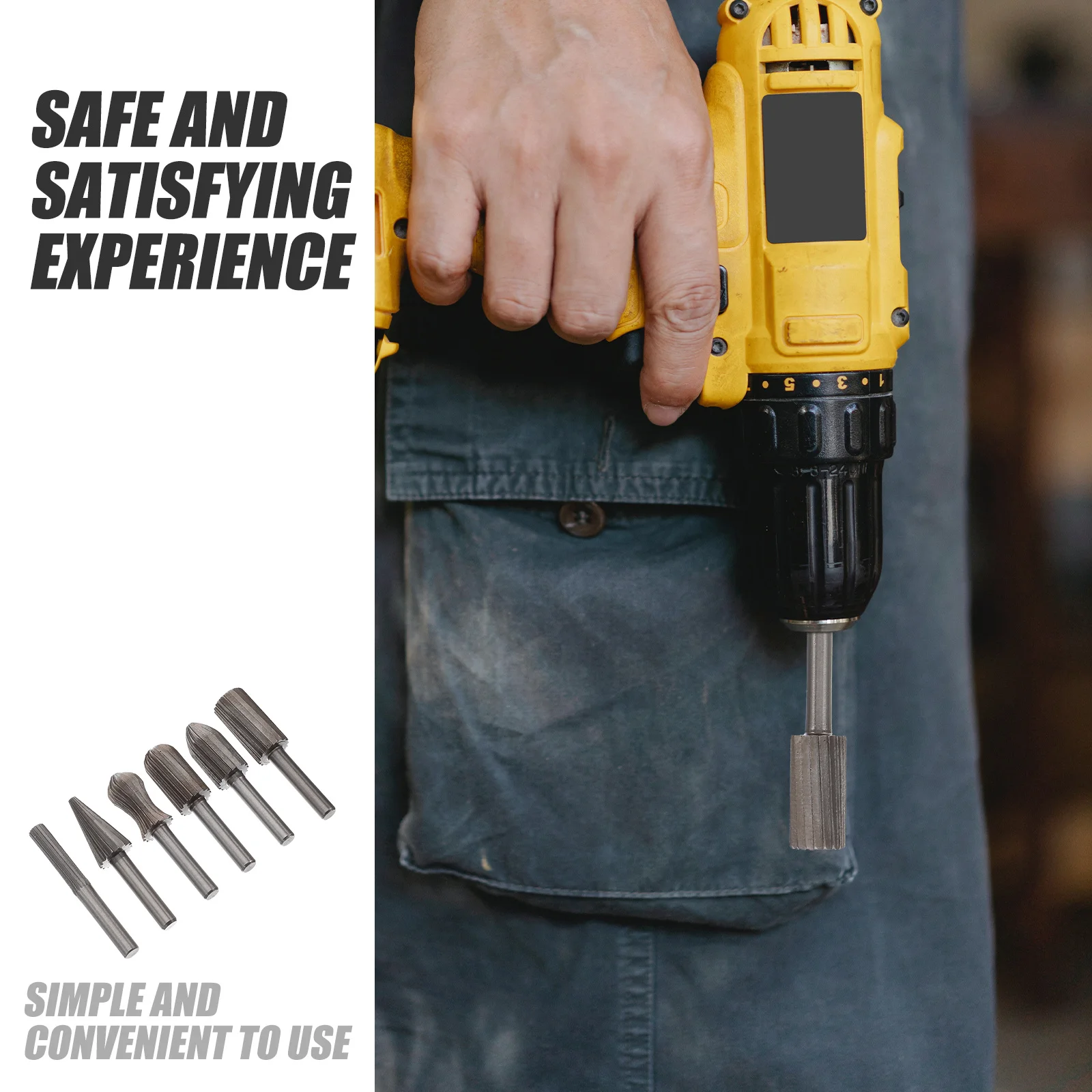 

6Pcs Rotary Files Woodworking Carving Bits High Speed Steel Engraving Bits Rotary Tool Set for DIY Wood Carving