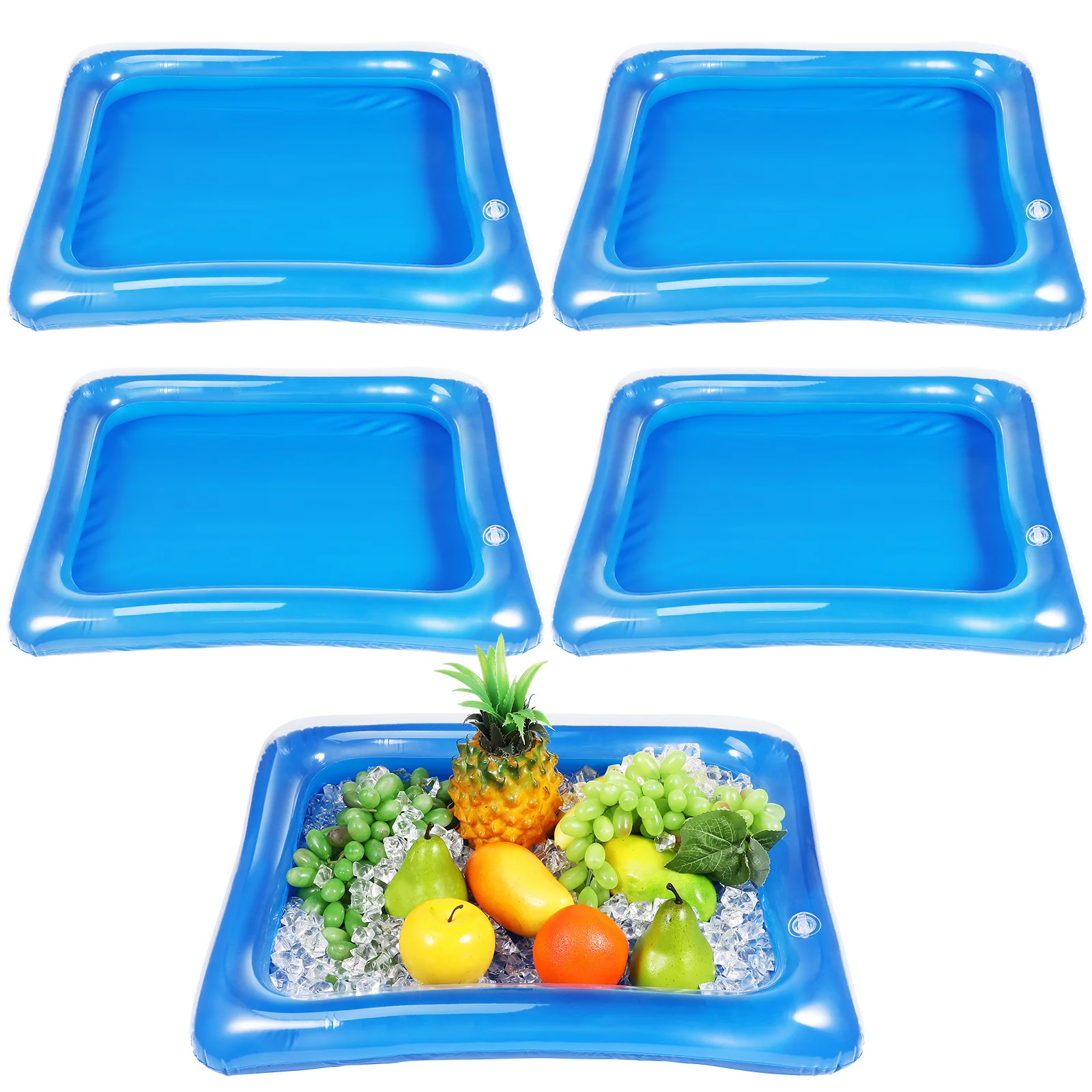 

4pcs Inflatable Ice Serving Tray Transparent For Party Wedding Pool Bbq Outdoor Ice Food Server Pvc Serving Bar Cooling