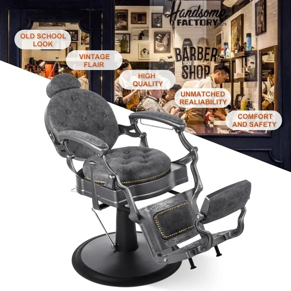 Retro Barber Chair Heavy Duty Barber Chairs Vintage Salon Chair Hydraulic Recline Beauty Spa Styling Equipment