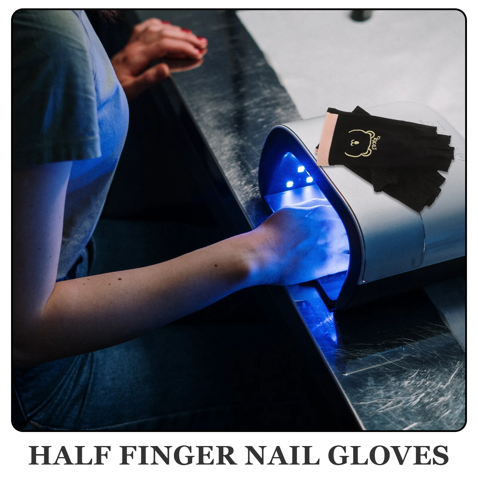 1쌍 손가락 없는 UV 매니큐어 장갑 보호용 통기성 자외선 차단 네일 건조기용 야외 사용
