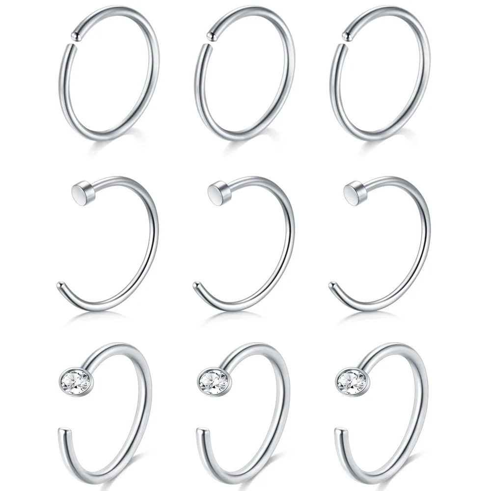 1PCS Nose Rings Stainless Steel Hoops Half Double Helix Earring Small for Cartilage Tragus 20g For Woman and Man 8mm/10mm