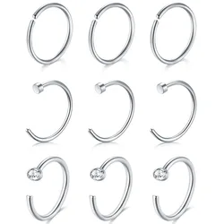 1PCS Nose Rings Stainless Steel Hoops Half Double Helix Earring Small for Cartilage Tragus 20g For Woman and Man 8mm/10mm