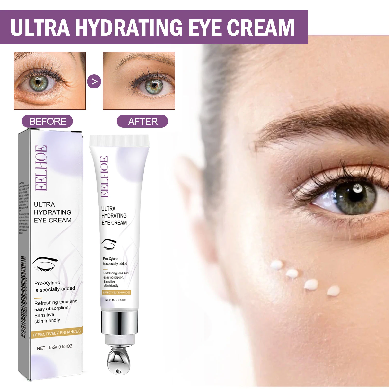 Crema para ojos de eliminación instantánea, Retinol, antiarrugas, reafirmante, decoloración de líneas finas, antiojeras, hinchazón, ilumina el cuidado de los ojos
