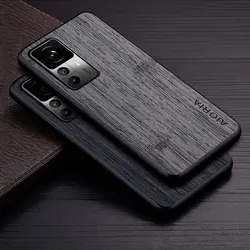 Case for Xiaomi 12T Pro 5G funda bamboo wood pattern Leather Cover Luxury capa for xiaomi 12t pro case coque