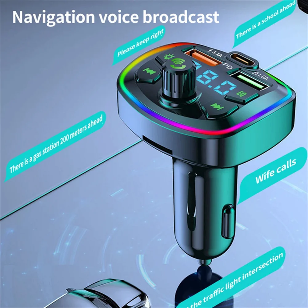 Ładowarka samochodowa Bluetooth Q7 Samochodowy nadajnik FM Bluetooth Zestaw głośnomówiący Mp3 True 3.1A Podwójny port USB Ładowanie PD