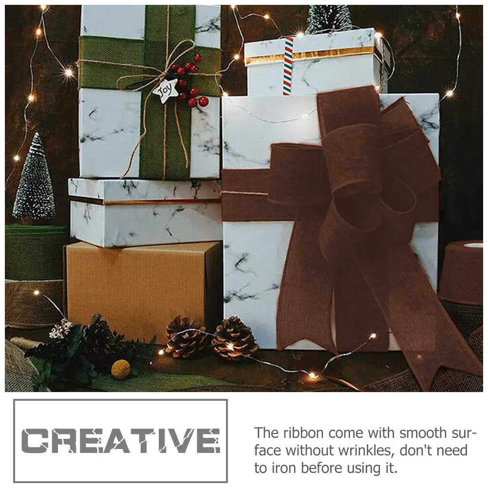 

4pcs 4 Rolls Cuttable Gift Decorative Wrapping For Diy Wedding Party Festival Decoration Linen Ribbon Packaging Wear-Resistant