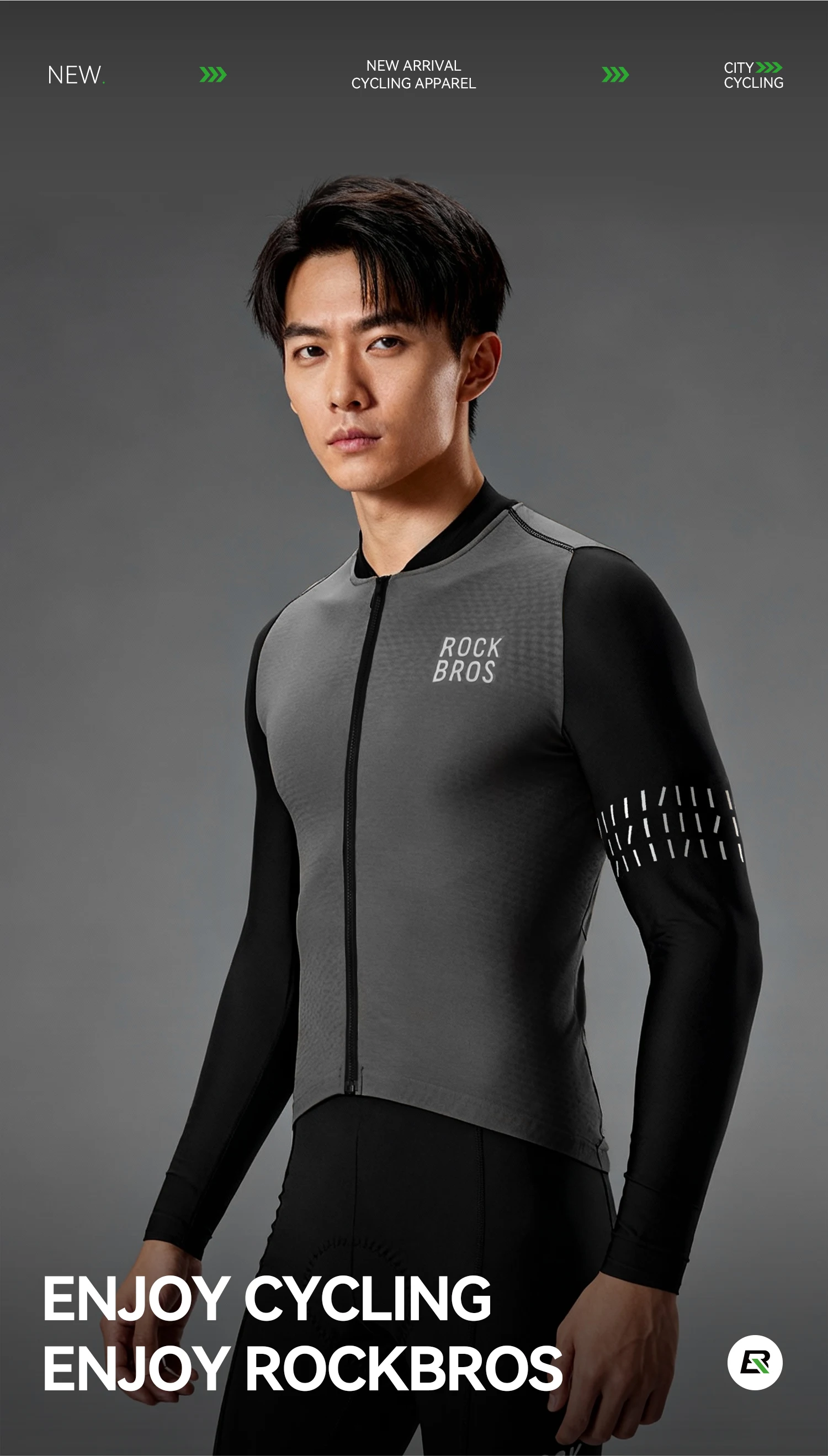 ROCKBROS Radtrikot mit langen Ärmeln, dünnes Fleece-Design, reflektierende Elemente, mit YKK-Reißverschluss, bequeme Fahrradjacke mit langen Ärmeln. – Detail 1
