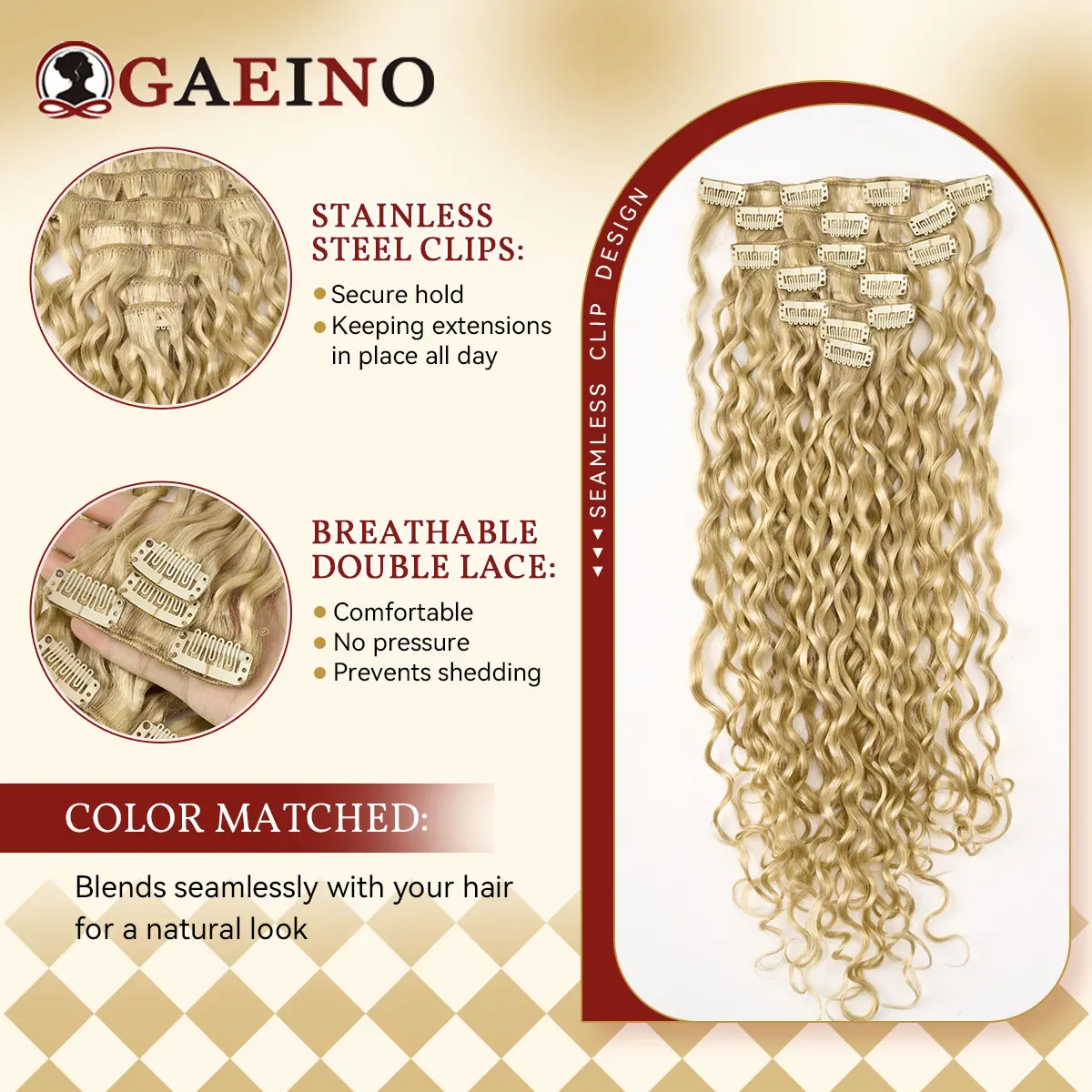 12a onda de água clipe em extensões de cabelo real natural remy cabelo 120g 7 pçs mel loira platina mix clipe em extensões de cabelo humano