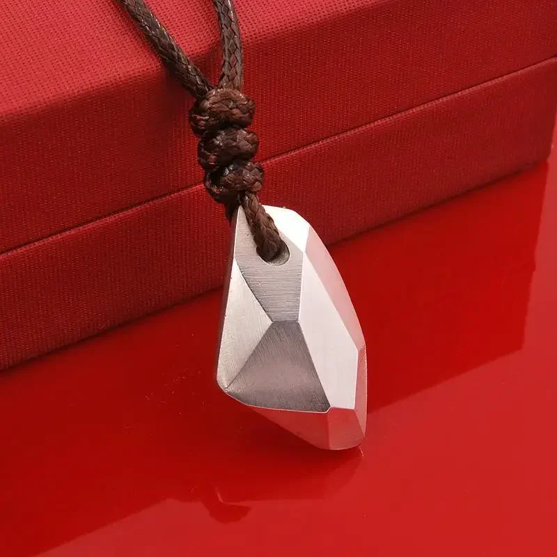 Sterling Silver Irregular Wishing Stone Pendant Men and Women Couple Necklace Bring In Wealth and Treasure Jewelry Custom Name