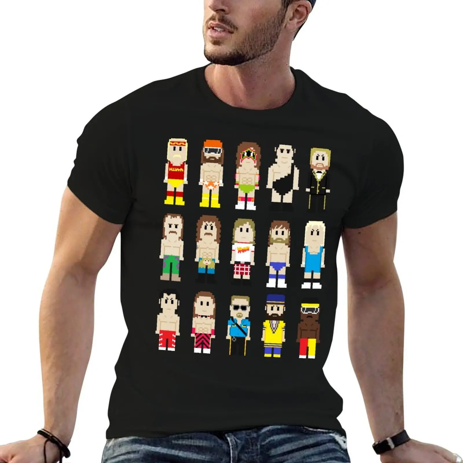 

оверсайз-пакет аниме Wrestlers! 8-битные рубашки, рубашка, футболка из незаменимого хлопка, футболка