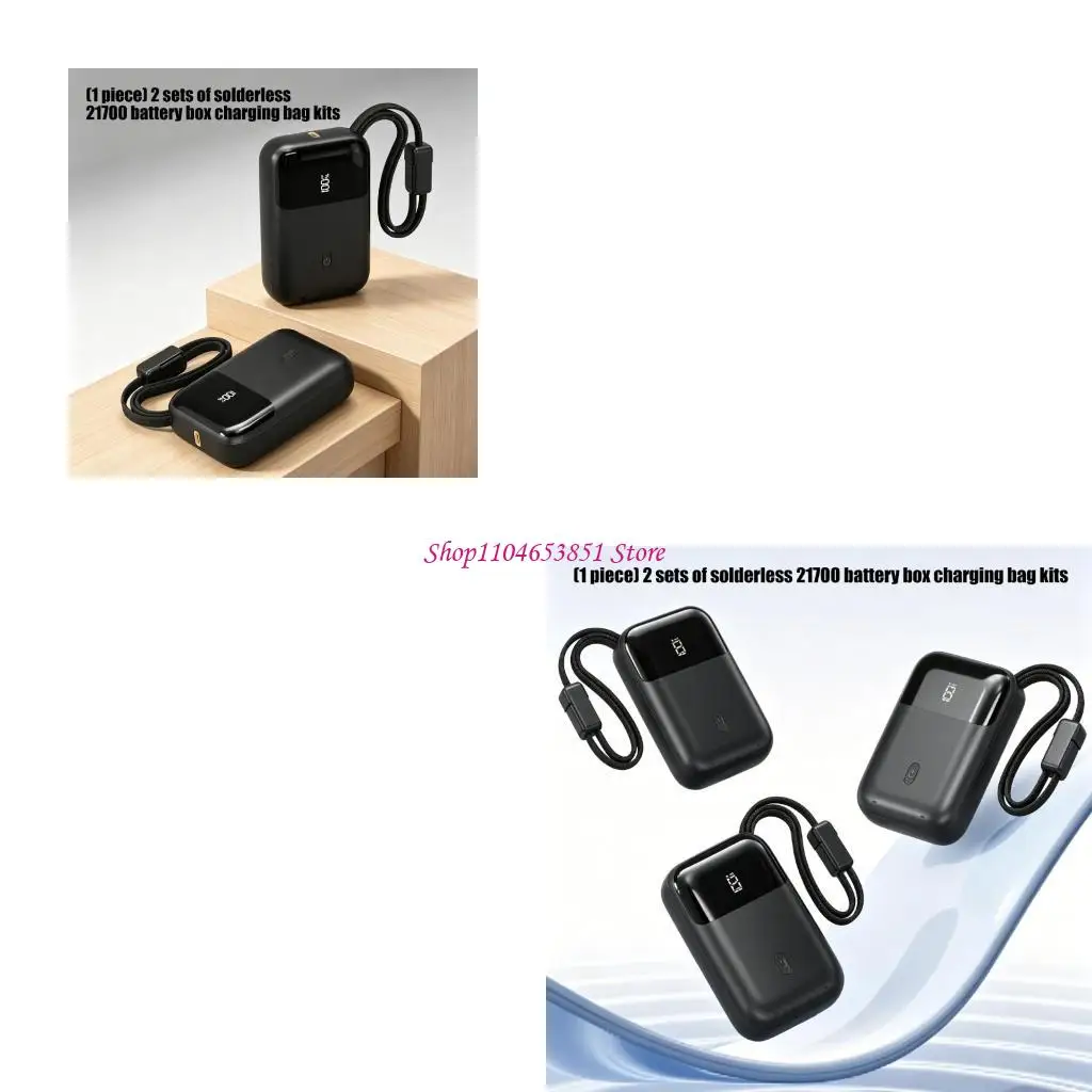 Rechargeable Powerbank Shell Holds 2X21700 Cells Battery Box AntiSlip Lock 