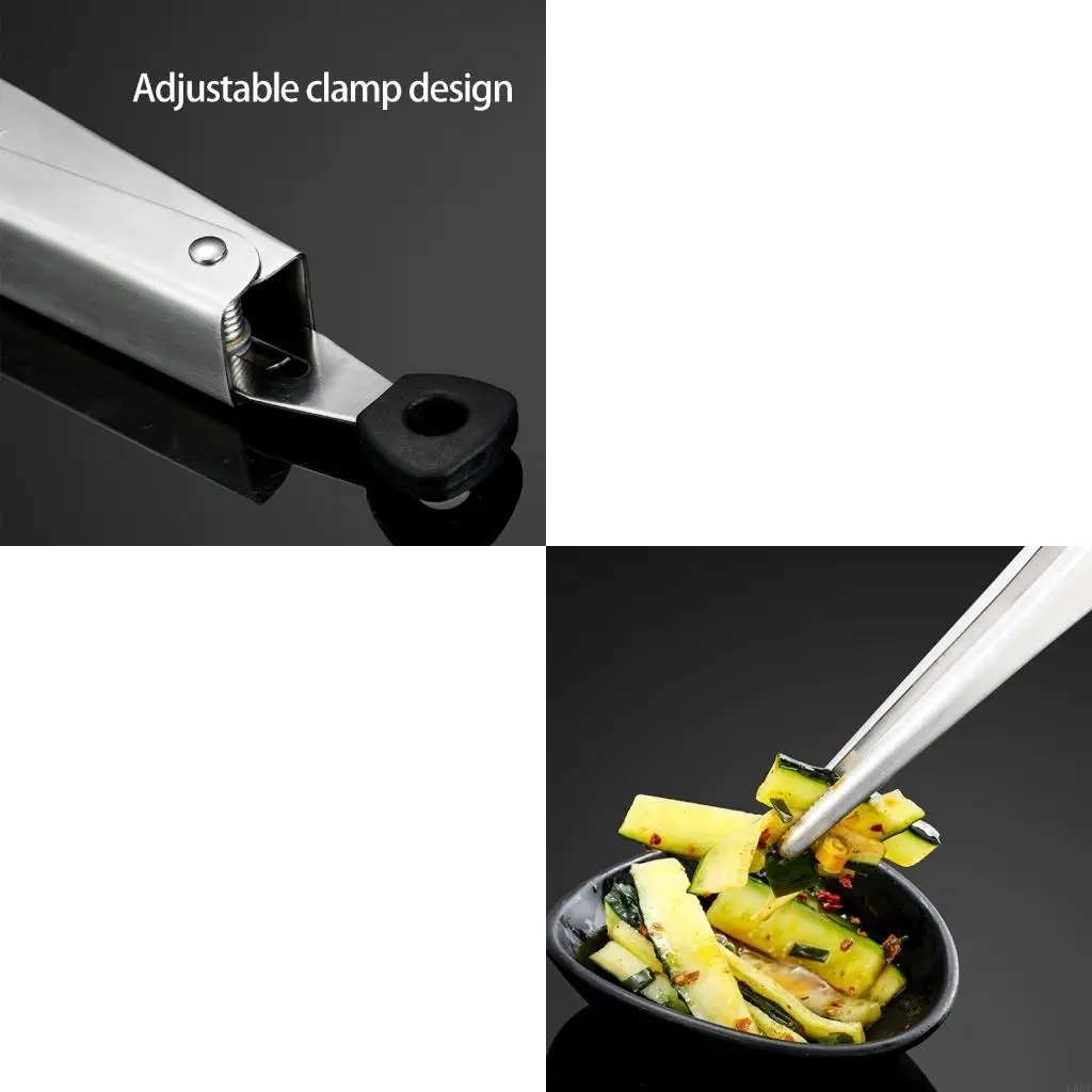 L9BE Locking Stainless Steel Kitchen Tongs With Spring Mechanism For Outdoor BBQ And Indoor Cooking Nonslip Handle