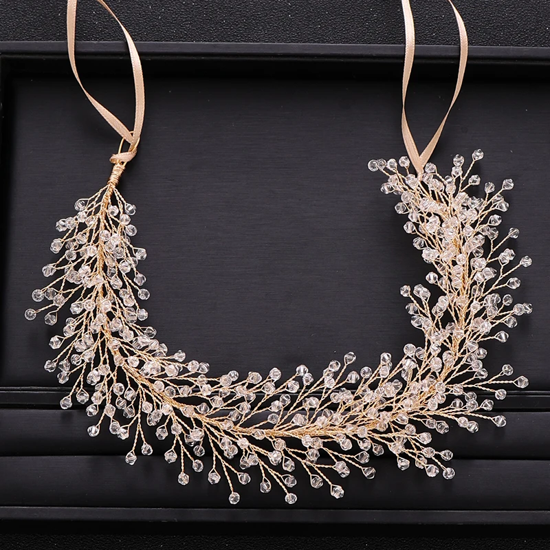 

Trendy Wedding Hair Accessories Baroque Rhinestone Crystal Headband Bridal Tiara Gold Headband Queen Prom Headdress Handmade