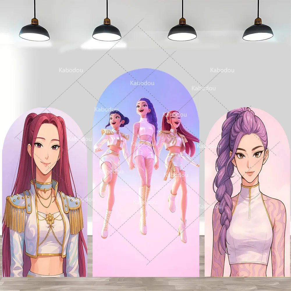 Kpop Demon Hunters Theme Arch Backdrop Cover Girl Dance Birthday Party Background Decor Wall Singing Group Concert Baby Shower – ¿Por qué este fondo en círculo es el más pedido para fiestas temáticas?