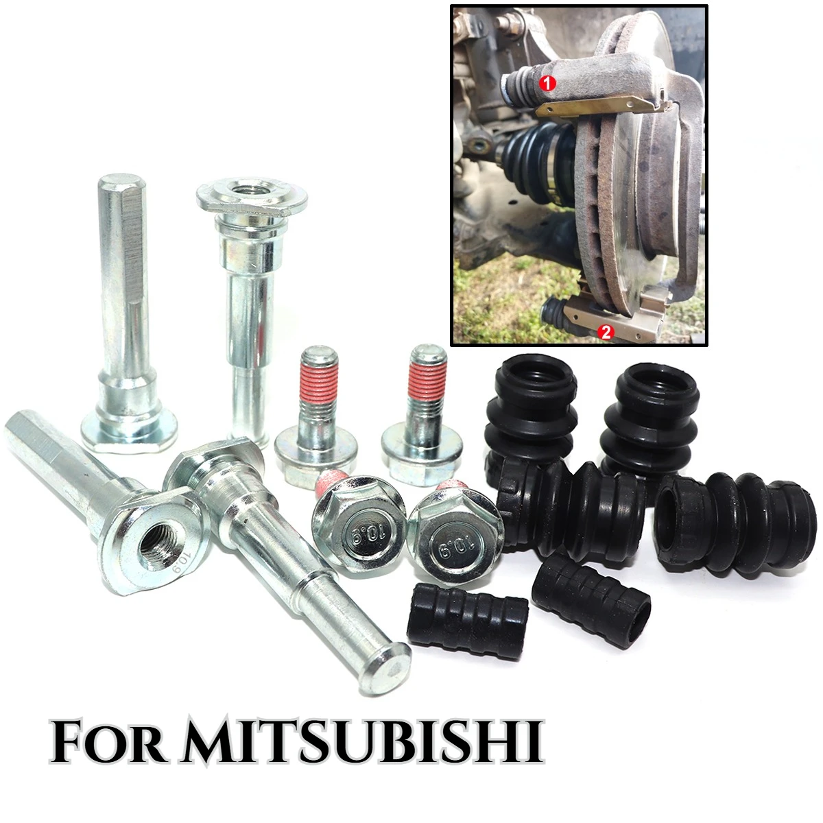 

Front Left Lower Right Upper Brake Caliper Cylinder Slider Guide Pin Bushing Boot Seal Kit For MITSUBISHI L200 K74 2000-2007