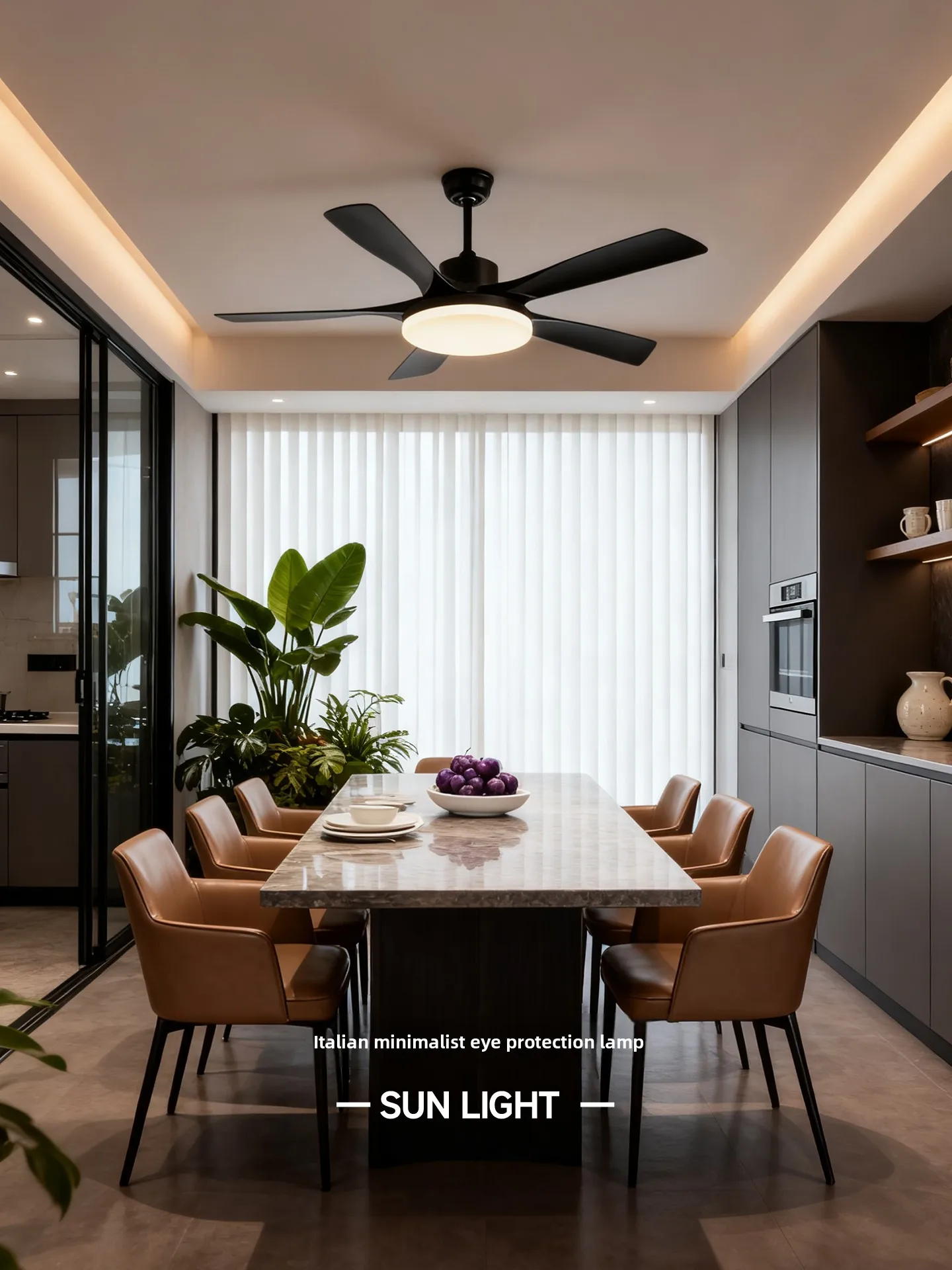 

Nordic Style Intelligent Remote Control Double Side Blade Ventilador De Techo Con Luz Ceiling Fan With LED Light