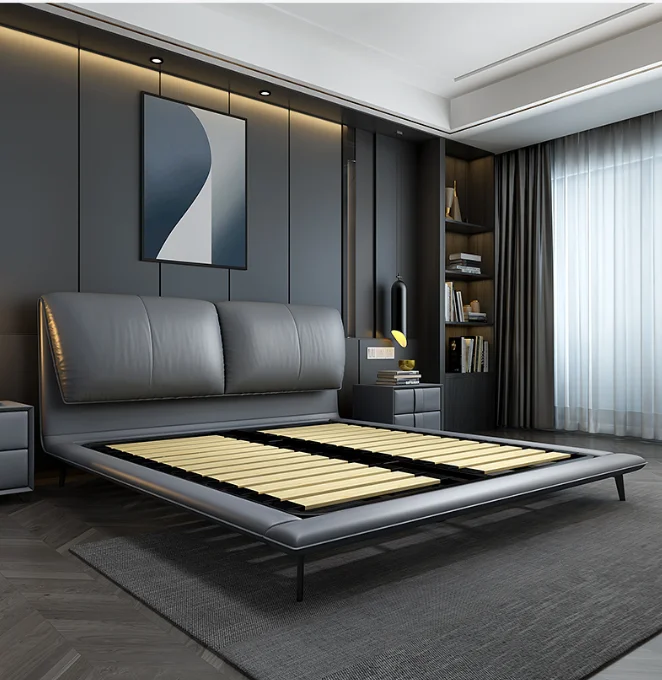 

#@Luxury Italian Modern Beds Elegent Platform Hotel Bed Head Frame Orange Carton Wood Sofa Bed with Storage Nordic Furniture