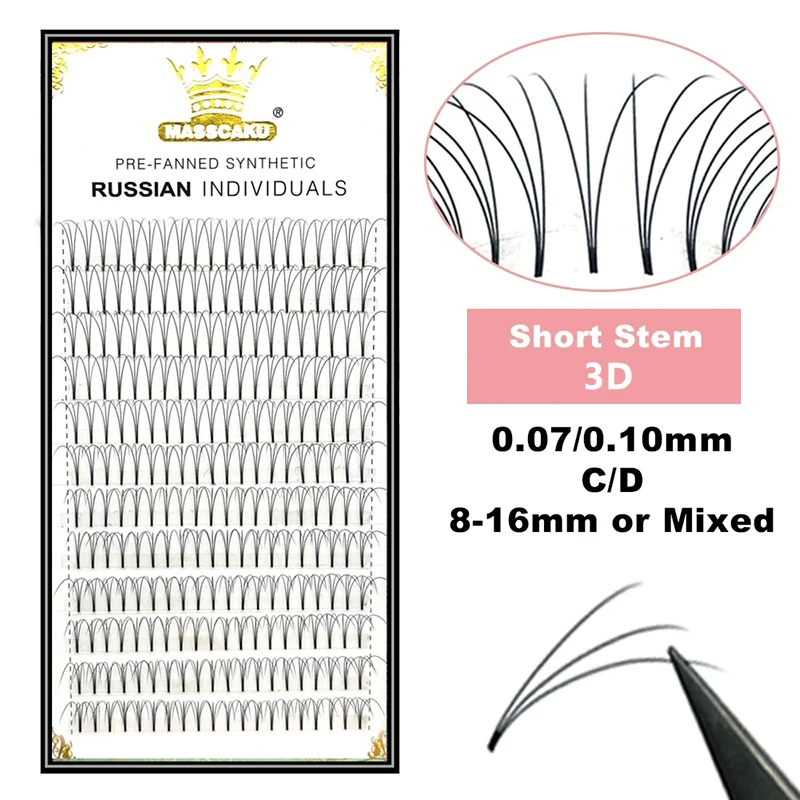 MASSCAKU sharp narrow stem premade volume fans lash 8-15mm & mix length super soft comfortable faux mink eyelashes volume lashes