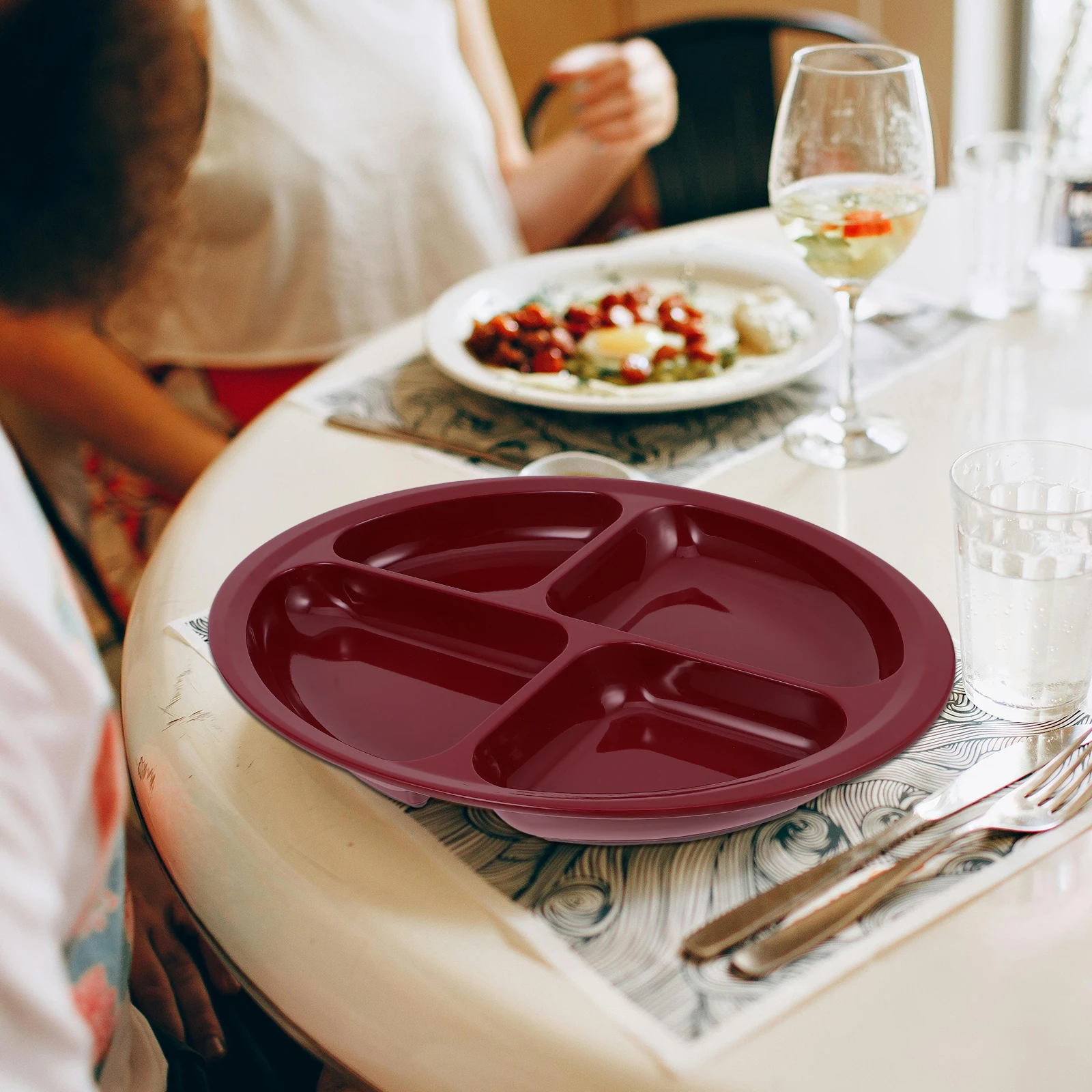

Divider Plates For Elderly Food Plate With Anti-Slip Silica Gel Base Adaptive Self-Feeding Bowl Durable Heat Resistant Easy