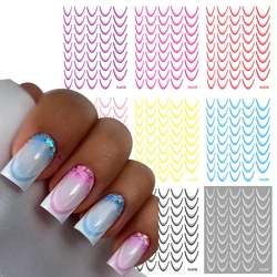 Gradient Color Line Design French Nail Art Stickers Self-Adhesive ail Tips Guides for DIY Decoration Stencil Tools