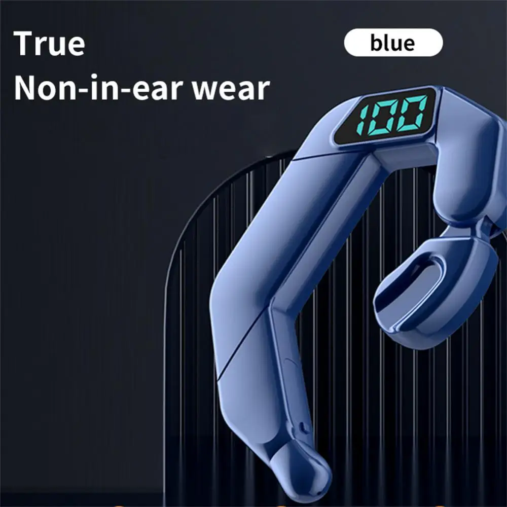 Bluetooth-compatible Headset Bone Conduction Digital Display Vibrator Speaker Business Headphone No In-ear Hanging Earphone