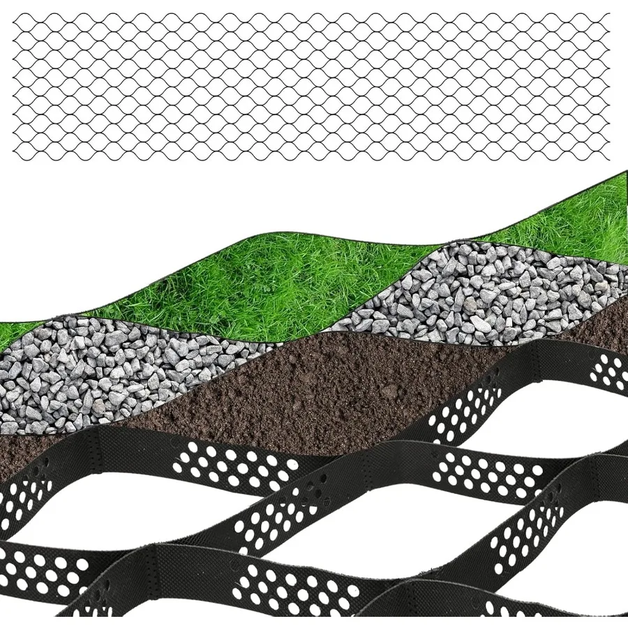 

Gravel Ground Grid 2" Thick Plastic Geo Grid Driveway Stabilizer with 10" Heavy Duty Geogrid for Walkway Slope Driving Garden L
