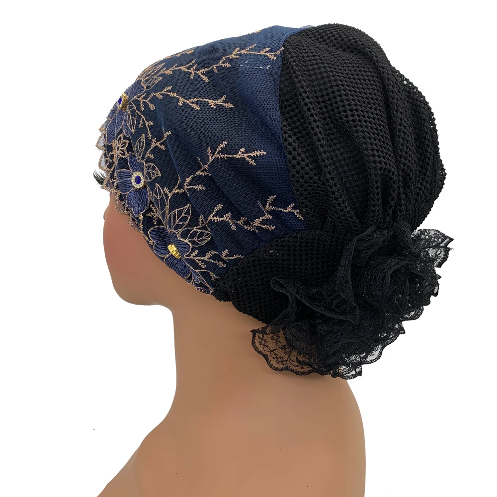 Stickerei Turban Kappe für Frauen Sommer Atmungsaktive Kopf Wraps Motorhaube Muslimischen Unter Schal Hut Krebs Chemo Hüte Turbante mujer – Detail 15