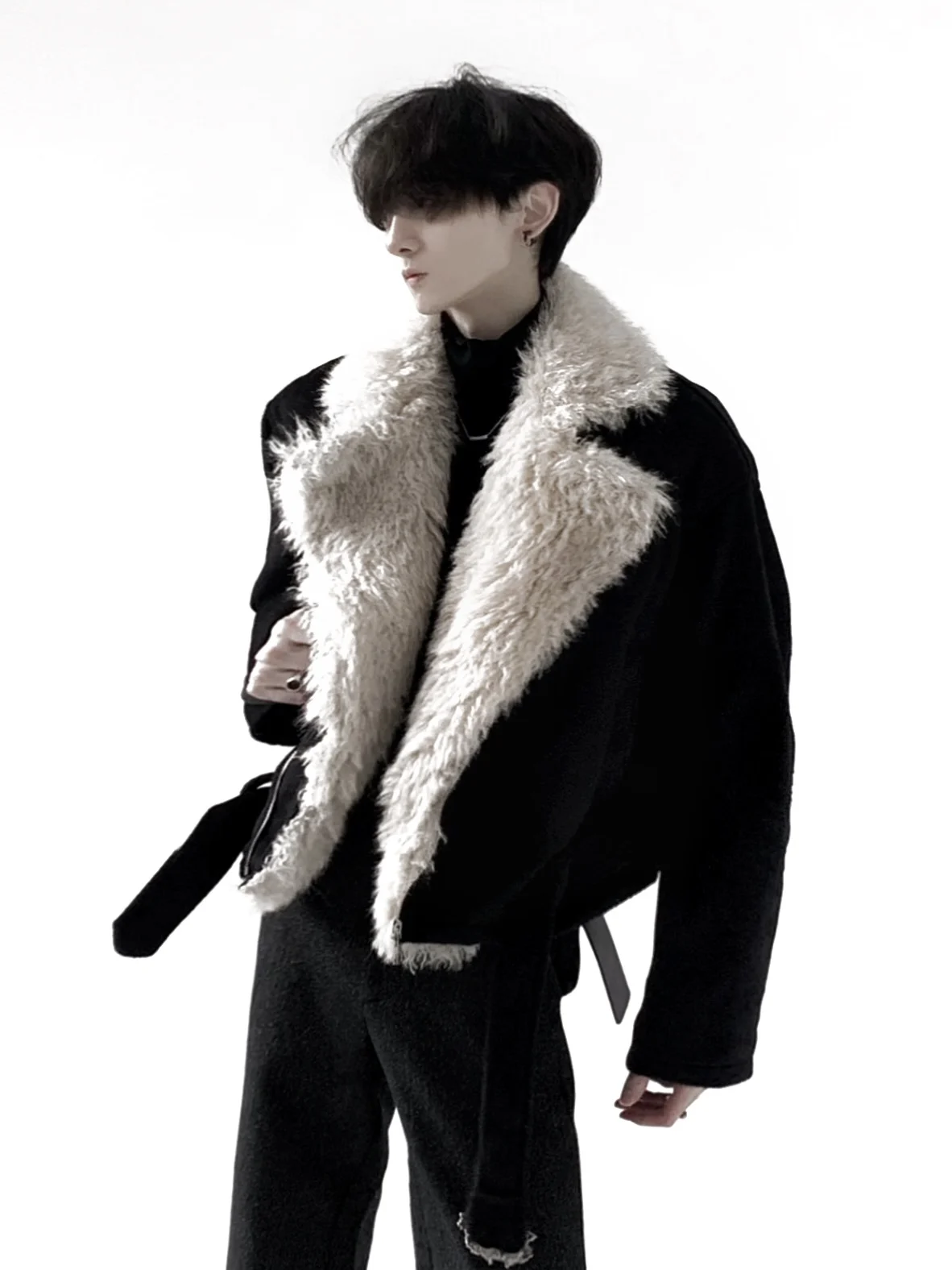 Men's 2025 Winter Faux Large Fur Collar Chic Jackets Men's Thickened Parkas Male Handsome Long Sleeve Loose Comfort Warm Parkas