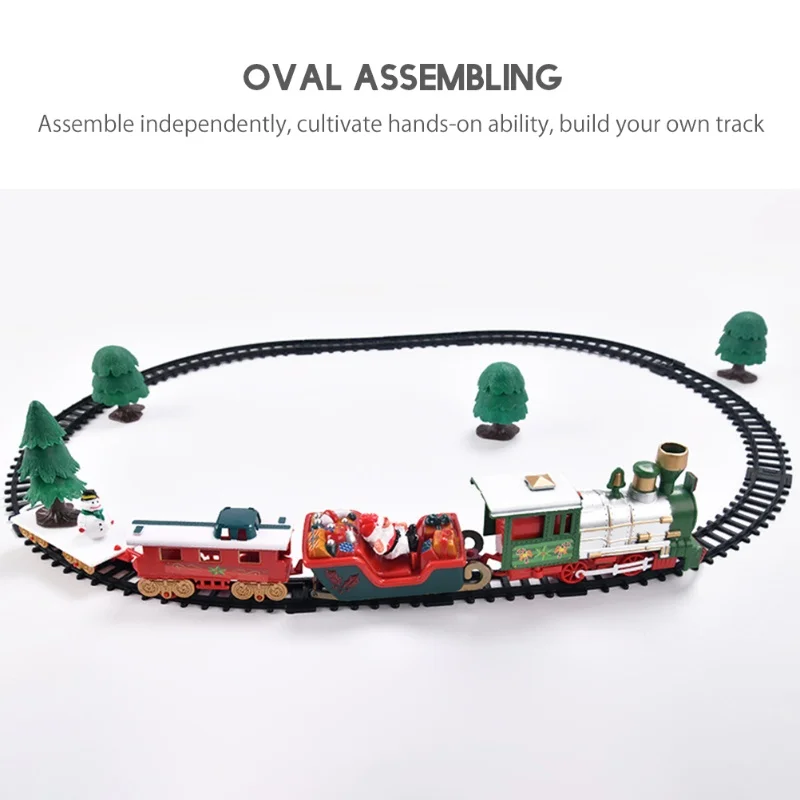 عيد الميلاد قطار المسار الكهربائي للأطفال ألعاب مقصورة السكك الحديدية الكلاسيكية مع الموسيقى الخفيفة لهدايا الأطفال #6