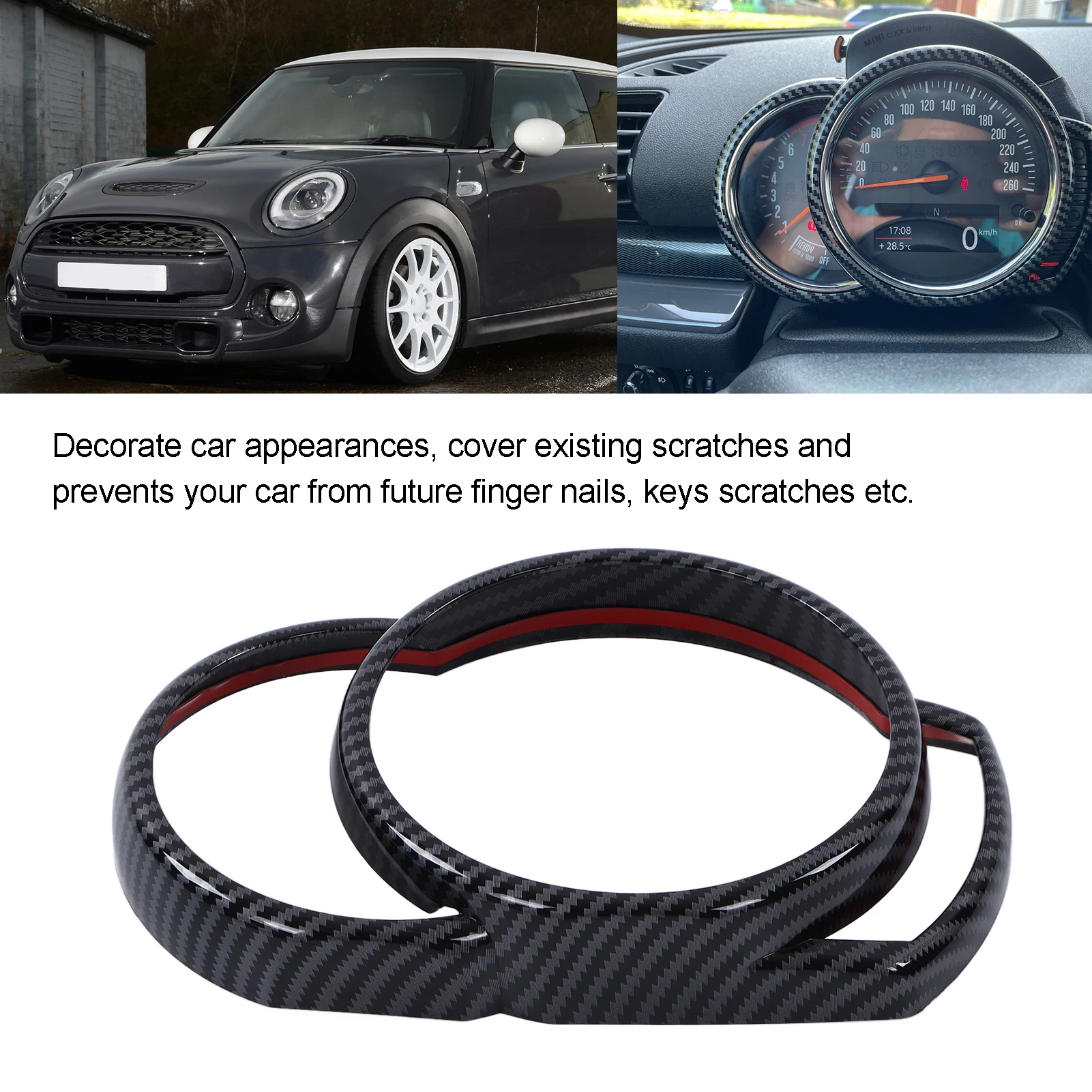 Carbon Fiber Style Dashboard Panel Frame Cover Trim Replacement for Mini Cooper Hatchback F54 F55 F56 F57