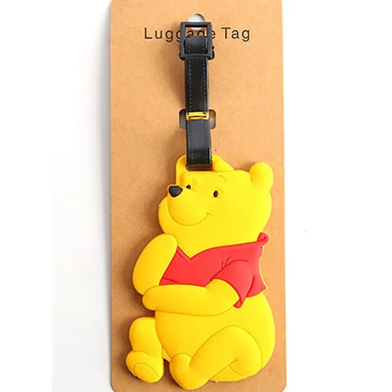 Disney Winnie The Pooh Eeyore Travel Luggage Tag Cute Travel Accessories Silica Gel Suitcase Tag Name Id Holder Boarding Bag Tag