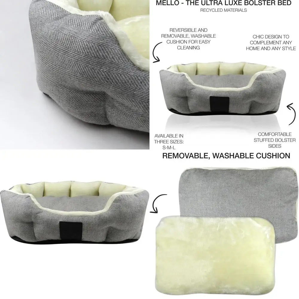 

Роскошная лежанка-подушка для собак со съемной подушкой, твид цвета слоновой кости, средний размер, для всех пород