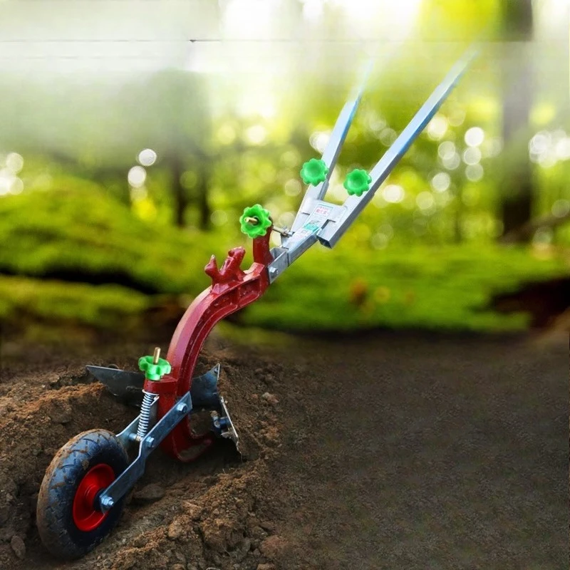 

Agricultural hand-pulled plow artificial ridge plowing machine soil loosening and plowing micro-tiller trenching artifact manual