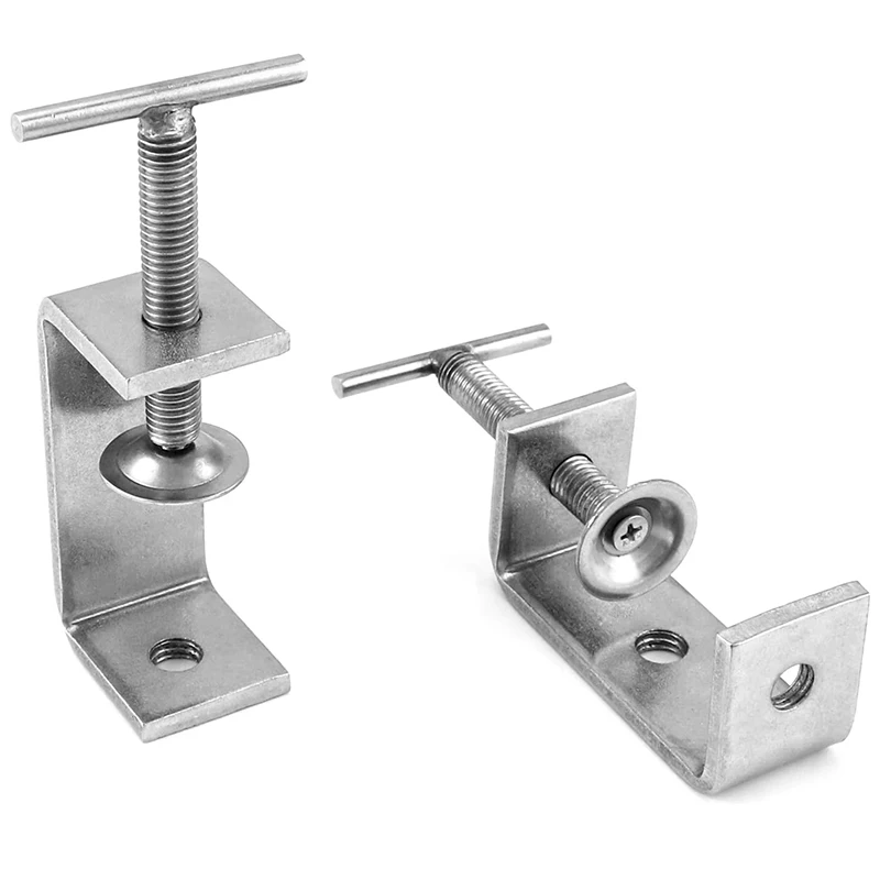 304 Stainless Steel Clip 20mm~130mm Adjustable Desk Fixed Holder Clip With T-ype Blot Square Steel Pipe Clamp Adjustable C-clamp