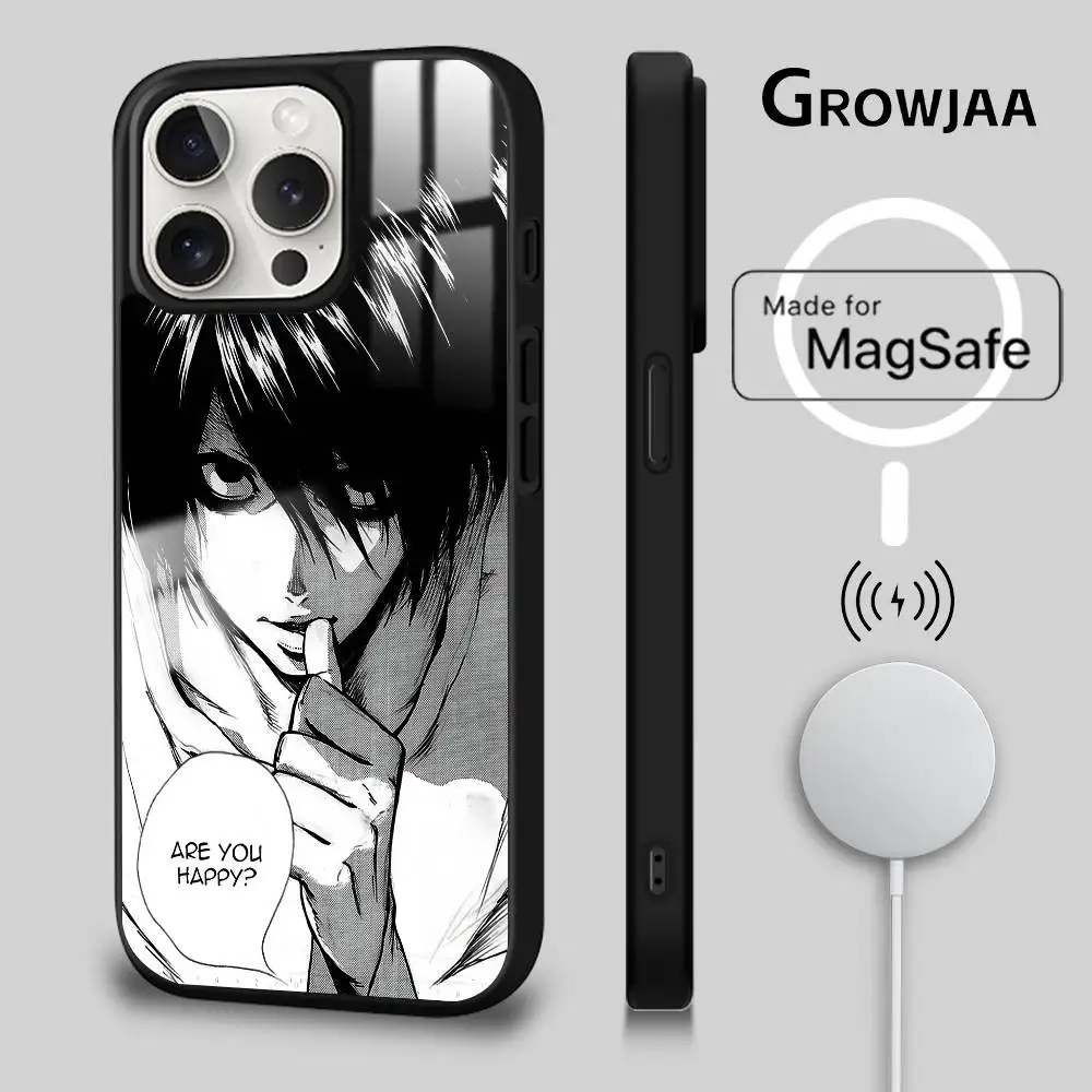 

Anime D-Death Note L phone case for iPhone 17 16 15 14 13 12 11 Pro Max Plus Mini Magsafe Magnetic Wireless Mirror Funda