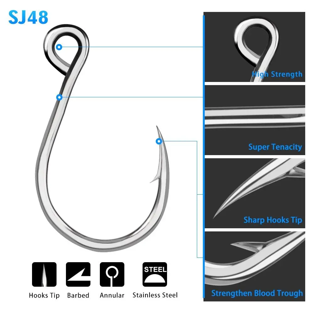 20Pcs Durable 6#-11/0# Barbed FishHook Fly Fishhooks Fish Bait Fishing Hooks