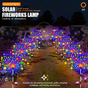 야외 태양광 불꽃놀이 조명, 200 LED 태양광 정원 조명, 정원 파티오 잔디, 크리스마스 장식 램프