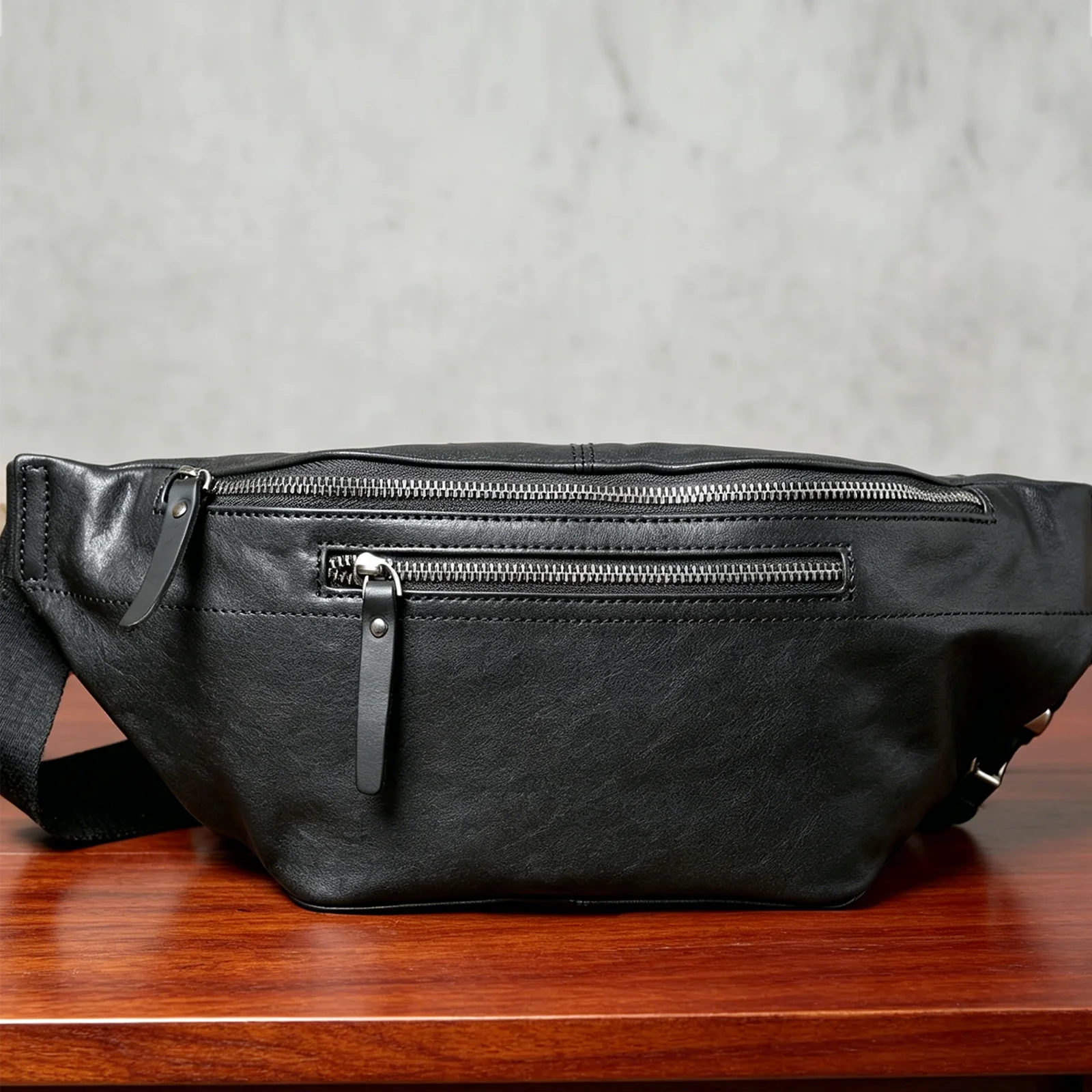 S.WORKER Casual Top Grain Leather Men's Chest Bag | Fashion Sling Crossbody Bag For Men Genuine Leather Chest Pack